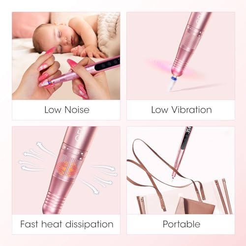 Gellen Gel Nail Polish Remover Professional Electric Nail File, 11 in 1 Nail Drill Kit, Cordless Rechargeable Pedicure Manicure Kit Nail Drill for Acrylic Gel Nails Tips