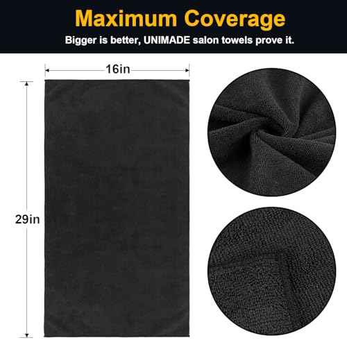 Salon Towels 24 Pack, Microfiber Barber Towels Bulk, (16x29 inches) Hair-Drying Cloth Super Soft Black Hand Cloth for Gym, Bath, Spa Use and Home Beauty Care(Not Bleach Proof)
