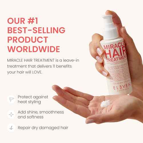 ELEVEN AUSTRALIA Miracle Leave In Hair Treatment - Curly & Straight Hair Care Products for Women & Men, Heat Protection & Detangler, Frizz Control, Repairs Dryness, Moisturizing- 4.2 fl oz