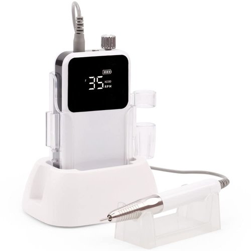 Nail Drill Machine - Finger and Toe Nail Care - Manicure and Pedicure Set -GLHDDL Portable Professional Nail Drill - with Drill Kit - for Nail Salon Home (Coreless Motors, White)