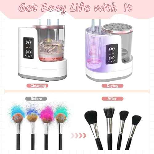 Electric Makeup Brush Cleaner & Dryer-Fast, Makeup Brush Cleaner Machine, 3 In 1 Efficient Brush Cleaning, Drying, and Sanitizing for Flawless, Hygienic Makeup Application
