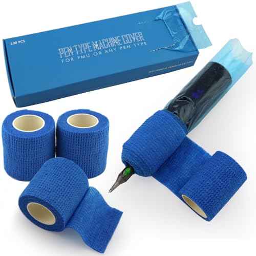 200pcs Machine Pen Covers with Grip Wraps, Denergy 2.4¡¿7" Tattoo Machine Covers with 3pcs Tattoo Grip Wrap Combination for Tattoo Pen Machine, Professional Tattoo Supplies Accessories