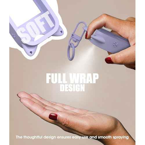 1 Pack Silicone Case Compatible with Touchland Hand Sanitizer Spray (Fit for 1 FL OZ/30 mL Ver), Portable keychain Cute Color Ears (Purple)