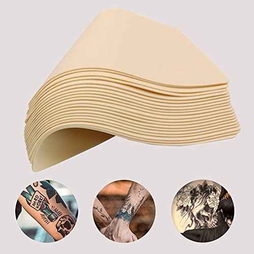 Blank Tattoo Skin Practice - Rayyl 5Pieces Tattoo Practice Skin Soft Silicone Double Sides 7.4x5.6" Thin Tattoo Eyebrow Practice Skin for Tattoo Beginner & Experienced Tattoo Artist