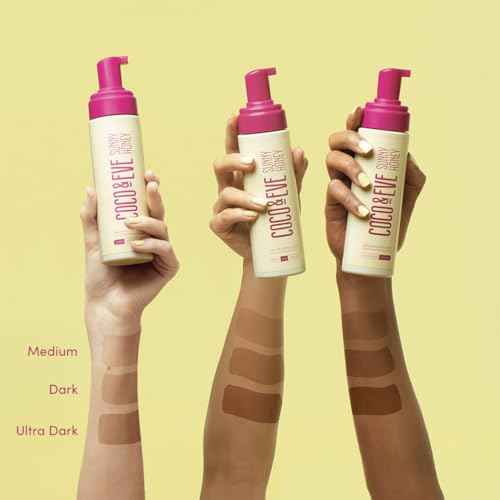 Coco & Eve Self Tanner Mousse Kit - (Medium) All Natural Sunless Instant Self Tanning Lotion with Bronzer & Mitt Applicator | Sunny Honey Bali Bronzing Kit