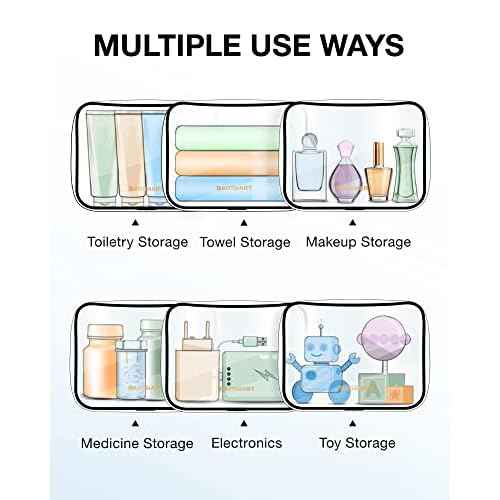 BAGSMART Clear Toiletry Bag, 2 Pack TSA Approved Travel Toiletry Bag Carry on Travel Accessories Bag Airport Airline Quart Size Bags Water Repellent Makeup Cosmetic Bag for Women (Black-2pcs)