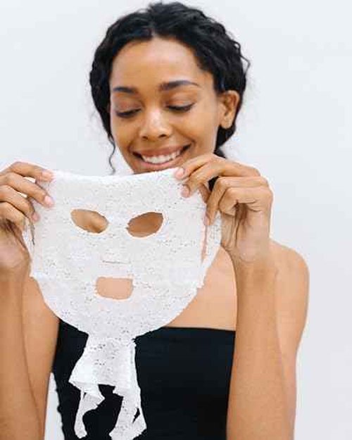 LACE YOUR FACE Patented Compression Facial Mask, AS SEEN ON SHARK TANK, Reusable Biodegradable Cotton Anti Aging Skin Care, Rejuvenating Collagen, 4 pack
