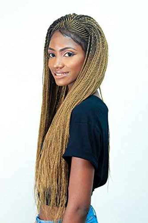 Wow Braids 36" Full 360 HD Transparent Lace Front Jumbo Passion Twist Braided Wig with Baby Hair - Synthetic hand-made box braids wig for black women.