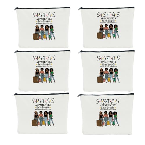 6 Pcs Sister Gifts: Girls Trip Favors Makeup Bag - Besties Females Christmas Cosmetic Bag - Weekend Bags for Women Vacation Bachelorette Party