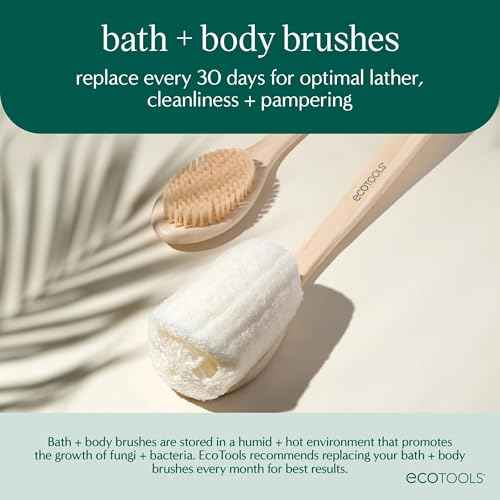 EcoTools EcoPouf Bath Brush, Loofah Brush for Bath & Shower, Made with Long Handle & Recycled, Soft Netting for Gentle Exfoliation, Back Brush for Men & Women, Eco-Friendly & Cruelty-Free, 1 Count
