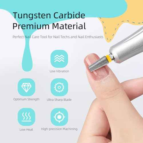 Flat Top 5 in 1 Nail Drill Bit Professional Tungsten Carbide Cross Tapered Nail Bits 3/32" 2 Way Electric File Nail Drill Accessories Manicure Gel Polish Removal Tool XF