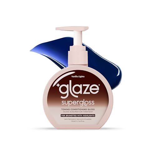 Glaze Supergloss Color Conditioning Gloss ? Hydrating Semi-Permanent Color Hair Gloss & Shine Boost ? Color Depositing Mask - Vegan, Cruelty-Free ? 6.4 Fl Oz - Vanilla Lights - Cool Blue Toner