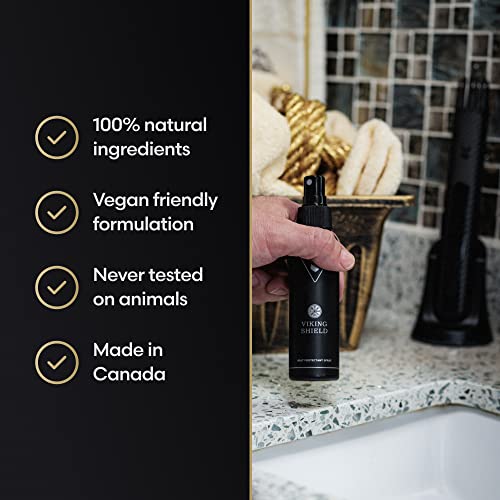 Beard & Hair Heat Protectant Spray - Viking Shield Beard Spray for Men, Protects Hair from Heat Damage of Straightener and Styling - Argan Oil Thermal Protector Spray - Protect Up To 450¨¬ F - 4 Fl Oz