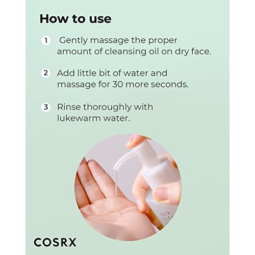 COSRX Pure Fit Cica Cleansing Oil, 6.76 fl. oz / 200ml | Light Weight Oil Purifying Centella for Sensitive Skin | CICA-7 Complex, Jojoba seed oil