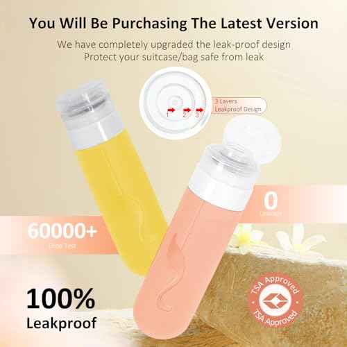 Empty 3 oz Travel Size Bottles Toiletries Containers for Toiletries Liquids£¬Small Silicone Mini Refillable Leak Proof TSA Approved Travel Bottles for Creams Shampoo and Conditioner Traveling