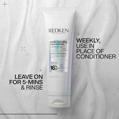 Redken Acidic Bonding Concentrate Hair Mask - Hydrating 5 Minute Liquid Mask, Bond Building & Strengthening, For Dry, Damaged Hair