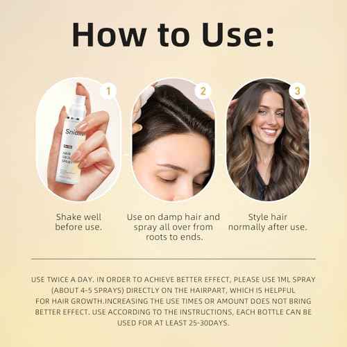 Hair Growth Spray, With Rosemary Oil and Biotin, Non-Greasy, Helps Prevent Hair Thinning & Hair Loss, for Scalp, 60ml Bottle