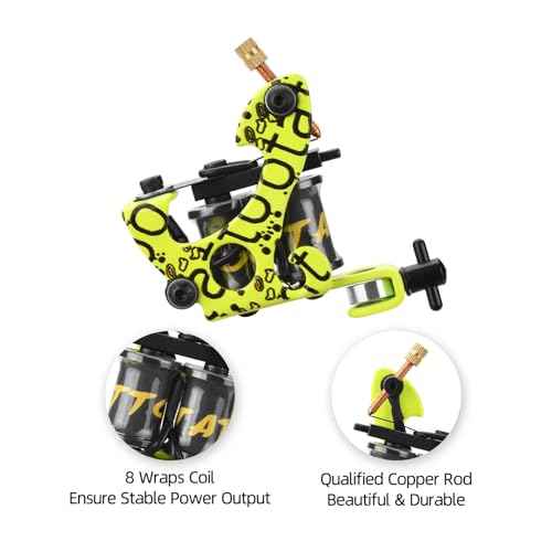 ATOMUS Liner Coil Tattoo Machine 8 Wrap Iron Frame Tattoo Gun for Line Work Cast Iron Body Low Noise Tattoo Beginner Artist Tool