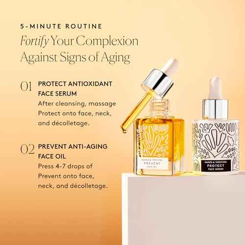 Naked & Thriving Limited Edition Day Set | Protect Antioxidant Day Serum (30 mL) + Prevent Anti-Aging Face Oil (35 mL) with Hyaluronic Acid, Moringa and Rosehip Oil | 65 mL/2.18 fl oz (Set of 2)