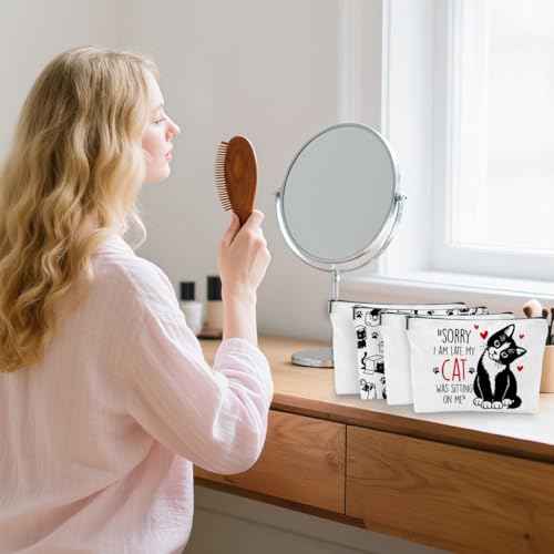 4 Pcs Black Cats Cosmetic Bags Set, Cute Animal Cosmetic Bags With Zipper Travel Toiletry Pouches for Women Friend Coworker Sister Thanksgiving Christmas Birthday Friendship Gifts