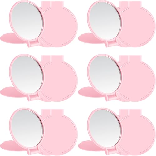 Jetec Compact Mirrors Bulk Gifts Mini Vintage Pocket Mirrors for Purse Small Portable Folding Round Makeup Stuffs for Travel Daily Use Party Favors Women (Pink,12 Pieces)