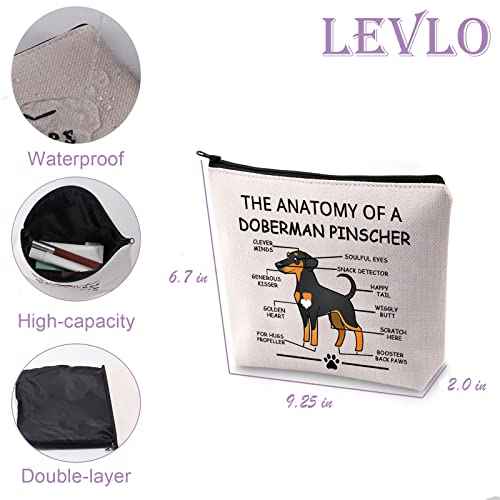 LEVLO Funny Doberman Pinscher Lovers Gifts The Anatomy of A Doberman Pinscher Clever Minds Cosmetic Bags Veterinary Mom Travel Toiletry Bags(Doberman Pinscher)