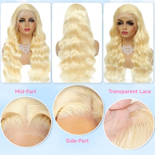 30 Inch 613 13x6 Lace Front Wig Human Hair 200 Density Blonde Wig Human Hair 613 HD Lace Frontal Wig Body Wave Lace Front Wig Pre Plucked Glueless Blonde Wigs