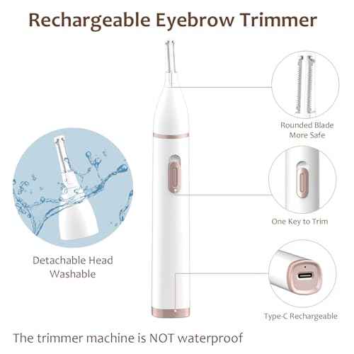Eyebrow Trimmer Razor for Women - Electric Eye Brow Trim Shaver - Painless Brow Trimming Rechargeable Facial Hair Removal for Eyebrows Chin Peach Fuzz Lips Ear Face Neckline with Comb