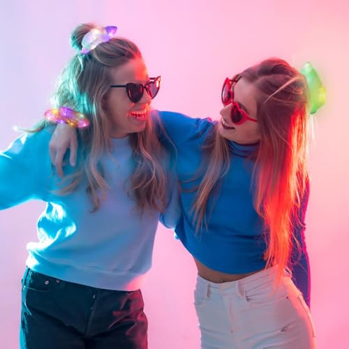 20 Pcs LED Scrunchies, Light up Hair Scrunchies, Glow in the Dark Hair Ties with 3 Light Modes, Neon Hair Accessories for Women Girls, Glow Hair Bands Rave Glow Party Supplies