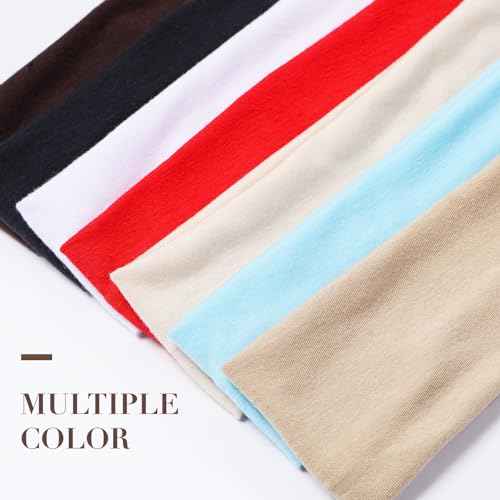 9 Pack Headbands for Women Non Slip - Fabric Elastic Hair Bands for Women's Hair, Soft Cotton Cloth Stretchy Sport Headbands, Sweat Absorption Athletic Hairbands for Workout Yoga Running - A