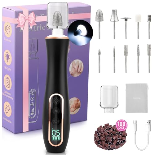 Professional Manicure Pedicure Kit, Cordless Electric Nail File Set, 360¡Æ LED Light Nail Drill Machine with LCD Display, 10 Speeds Rechargeable Nail Drill for Gel Nail Thick Toe Nails Christmas Gifts
