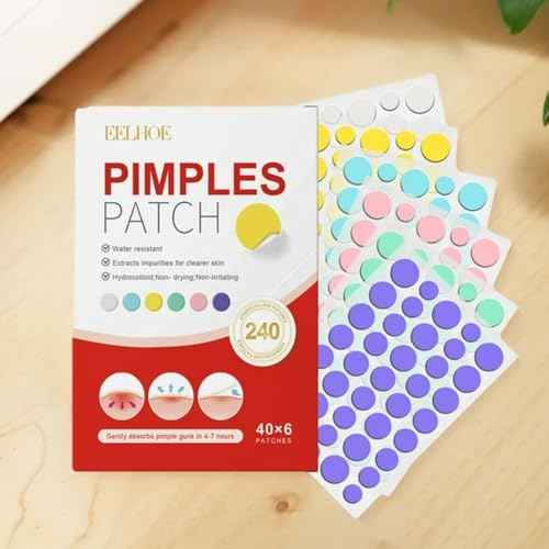 240 Acne Pimple Patches ? Multicolor Hydrocolloid Stickers ? Non-Medicated Spot Dots for Face Care ? Invisible and Waterproof