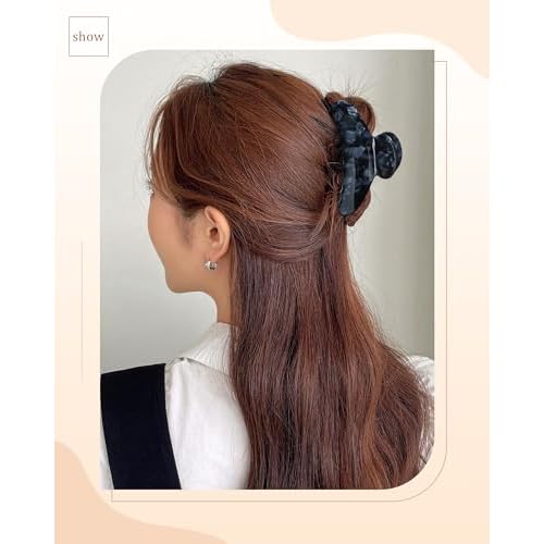 Lourny Acrylic Hair Clips for Women, 4.1 Inch Large Claw Clips for Hair Lightweight 4 PCS Non-Slip Cute Jaw Clips(Pink+White+Gray+Black)