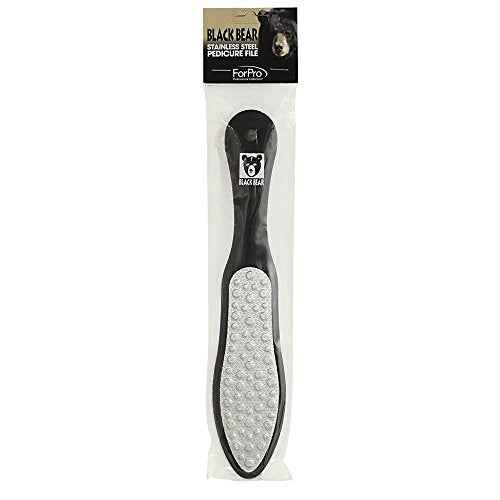 ForPro Black Bear Stainless Steel Pedicure File, Callus Remover Foot File, Double-Sided Professional Quality Tool for Heels and Feet, 10.5¡¯¡¯ L