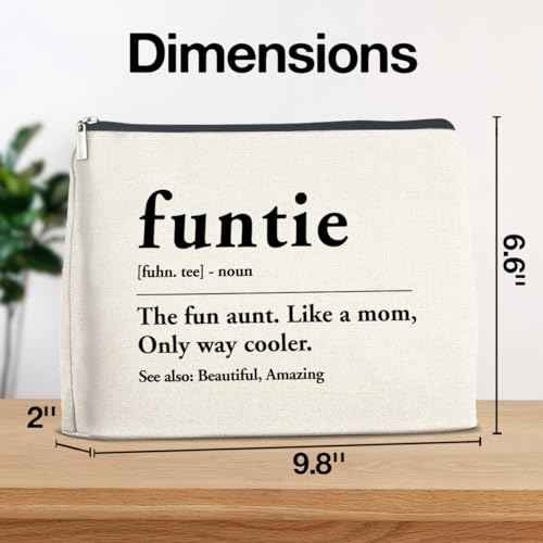 YeleY Funny Auntie - for Auntie Birthday Christmas Mother's Day - Auntie Gift Ideas - Auntie Makeup Bag - Funtie Definition Cosmetic Bag Makeup Zipper Pouch