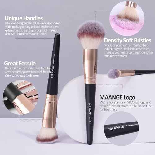 Makeup Brushes, MAANGE 18 Pcs Professional Makeup Brush Set Premium Synthetic Face Kabuki Brush Kit Foundation Blush Powder Eyeshadow Brushes Set£¨Black Gold)