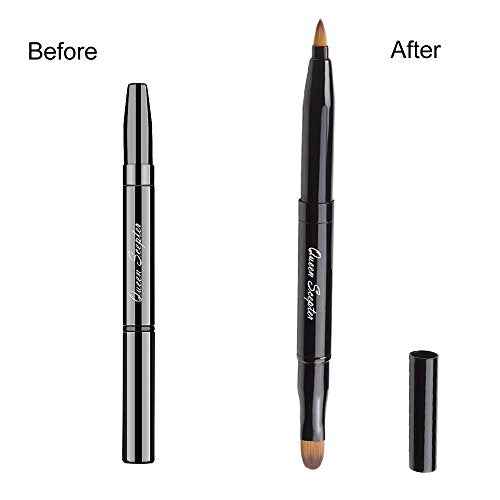 Retractable Lip Brush Concealer Makeup Dual End Travel Size Lipstick Brush With Cap