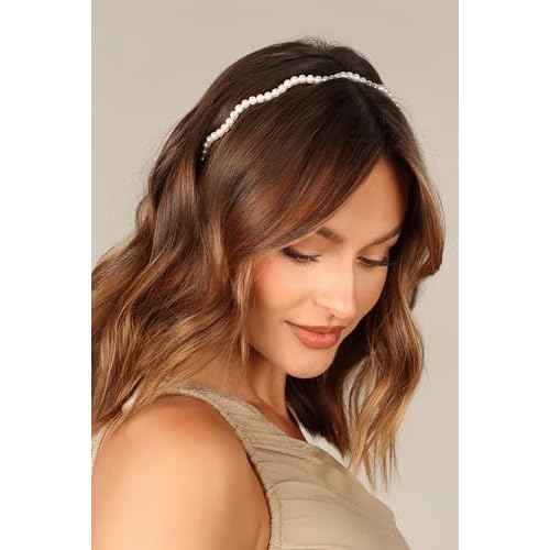 TERSE Metal Headbands for Women Cute Wave Pearl Headbands for Women's Hair Fashion Designer Headband Elegant Bridal Headband for Wedding Trendy Hair Accessories 2Pcs