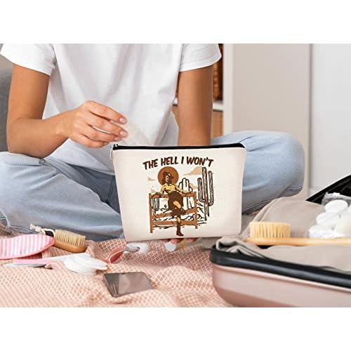 Cowgirl Western Makeup Bag£¬Cowgirl Gifts£¬Cowgirl Gifts for Women£¬Western Gifts£¬Cowgirl Stuff£¬Western Gifts for Women£¬Retro The Hell I Won't Cowgirl Makeup Bag