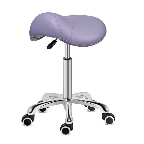 Kaleurrier Saddle Stool Rolling Swivel Height Adjustable with Wheels,Heavy Duty Saddle Chair,Ergonomic Stool Chair for Hair Salon Lab Clinic Dental Massage Home Office Kitchen (Purple, Without Back)