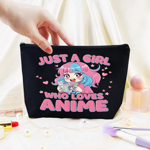 Anime Gifts for Women Anime Lover Gifts for Women Friend Sister Animes Fans Makeup Bag Cosmetic Pouch with Zipper Travel Toiletry Makeup Organizer Kawaii Animes Merch Stuff Accessories