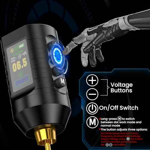 Wireless Tattoo Battery Pack Wormhole Tattoo Power Supply 1,800mAh Capacity with LED Digital Display Rechargeable Cordless Tattoo Power Supply RCA Lithium Battery Pack for Rotary Tattoo Machine WB15-A