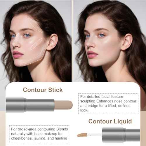 Dual-Ended Cool Toned Cream Contour Stick Liquid for Fair Pale Light Skin Waterproof & Long Lasting Lightweight Blendable Matte Finish Grey Contour Face Makeup,Vegan & Cruelty-Free #2Constructed Gray