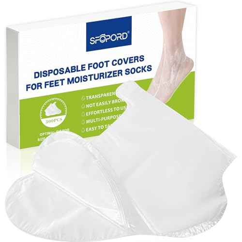 300PCS Disposable Foot Covers for Feet Moisturizer Socks - Plastic Foot Covers Extra Large Size for Pedicure, Moisturizing & Paraffin Wax Treatments, Spa Socks Designed for Foot Care