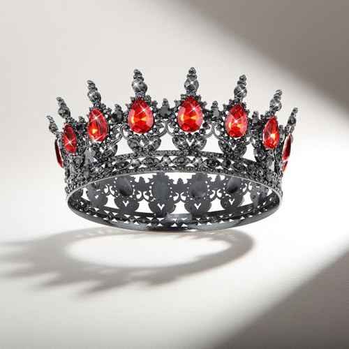CAVETEE Crystal Crowns for Women Full Round Queen Tiara for Women Bridal Wedding Prom Princess Birthday Decorations Birthday Crown Cake Topper