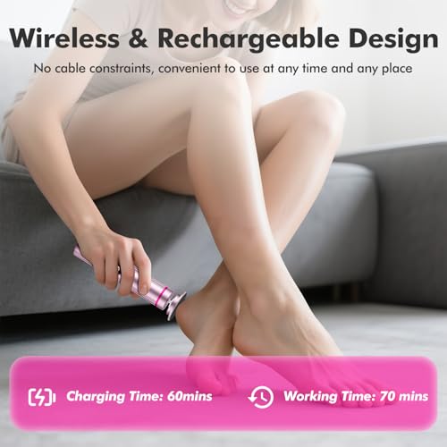 2 in 1 Electric Foot Callus Remover Cordless, 13000RPM Professional Feet Pedicure Tools for Dead Skin, Rechargeable Foot Sander & Nail File with 9 Speed Level, Perfect Christmas Gifts for Women/Mom