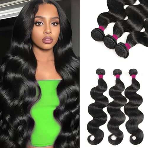 Human Hair Bundles Body Wave 16 18 20 Inch 3 Bundles 12A Human Hair Extensions 100% Unprocessed Brazilian Virgin Hair Deals Quick Weave Bundles Wet Wave Hair
