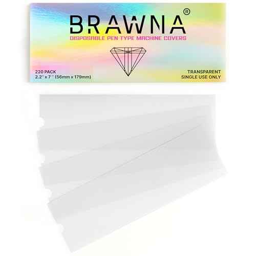 BRAWNA 220 Pack PMU Machine Pen Cover - Microneedling Machine Sleeve - PMU Supplies - Color - Clear
