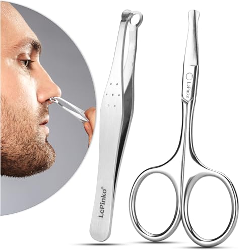 LePinko Nose Hair Trimmer For Men, Nasal Hair Tweezers For Women, Small Scissors For Hair Grooming