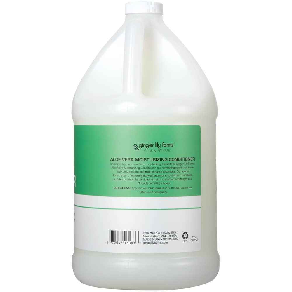 Ginger Lily Farms Club & Fitness Moisturizing Conditioner for Dry Hair, 100% Vegan & Cruelty-Free, Aloe Vera Scent, 1 Gallon Refill (Pack of 4)